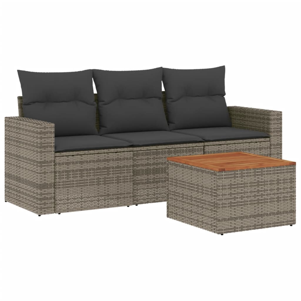 Set Divani Da Giardino 4 Pz Con Cuscini In Polyrattan Grigio