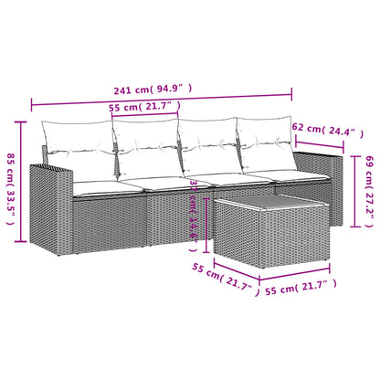 Set Divani Da Giardino 5 Pz Con Cuscini In Polyrattan Nero