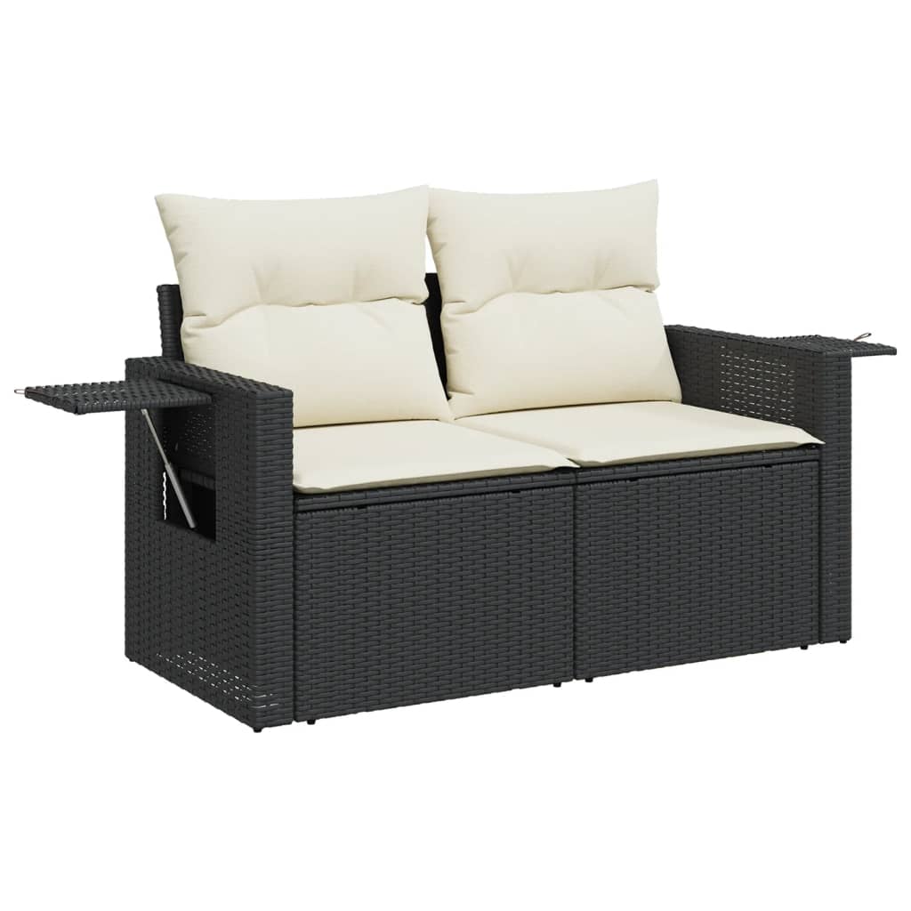 Set Divani Da Giardino 4 Pz Con Cuscini Nero In Polyrattan