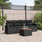 Set Divani Da Giardino 5 Pz Con Cuscini In Polyrattan Nero