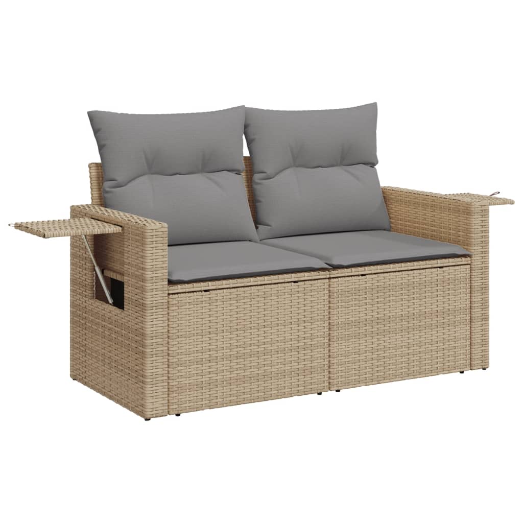 Set Divano Da Giardino 5 Pz Con Cuscini Beige In Polyrattan