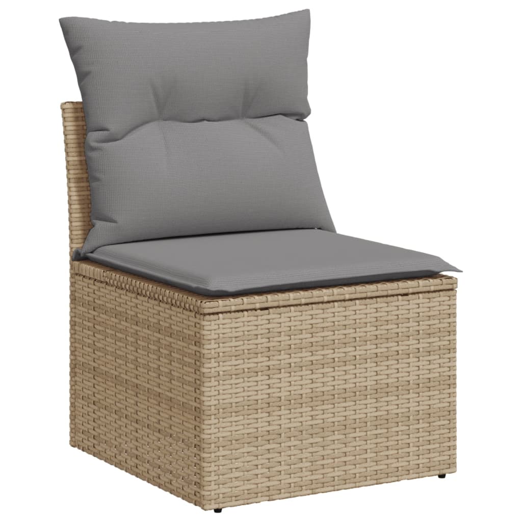 Set Divano Da Giardino 5 Pz Con Cuscini Beige In Polyrattan