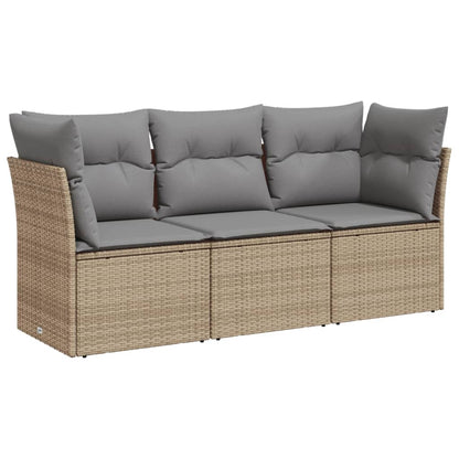 Set Divano Da Giardino 3 Pz Con Cuscini Beige In Polyrattan