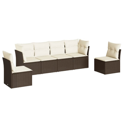 Set Divano Da Giardino 6 Pz Con Cuscini Marrone In Polyrattan