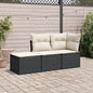 Set Divani Da Giardino 3 Pz Con Cuscini In Polyrattan Nero