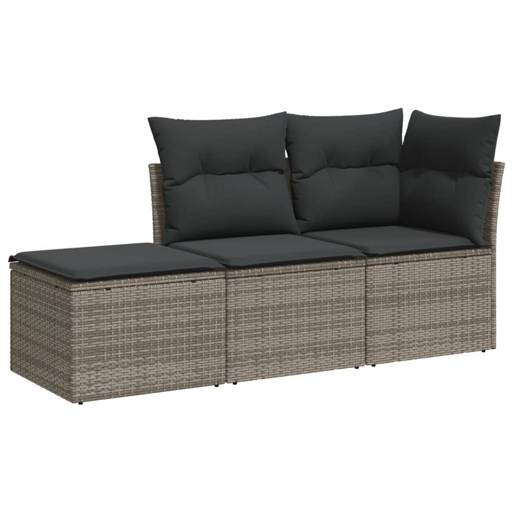 Set Divani Da Giardino 3 Pz Con Cuscini Grigio In Polyrattan