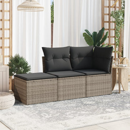 Set Divani Da Giardino 3 Pz Con Cuscini Grigio In Polyrattan