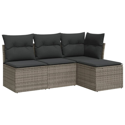 Set Divani Da Giardino 4 Pz Con Cuscini In Polyrattan Grigio