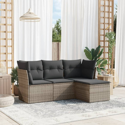 Set Divani Da Giardino 4 Pz Con Cuscini In Polyrattan Grigio