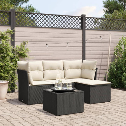 Set Divani Da Giardino 5 Pz Con Cuscini In Polyrattan Nero