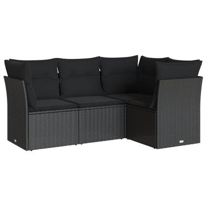 Set Divani Da Giardino 4 Pz Con Cuscini Nero In Polyrattan