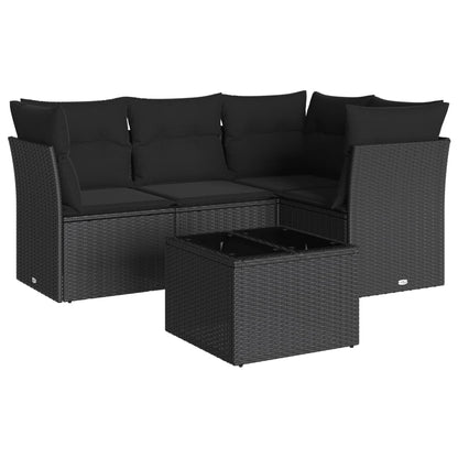 Set Divani Da Giardino 5 Pz Con Cuscini In Polyrattan Nero