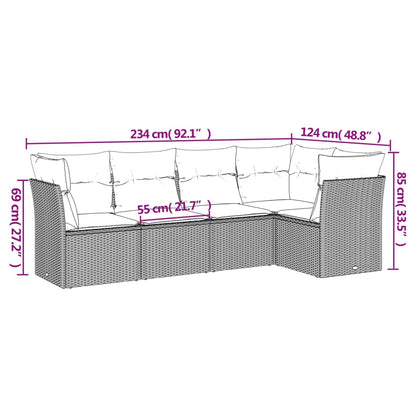 Set Divano Da Giardino 5 Pz Con Cuscini Grigio In Polyrattan