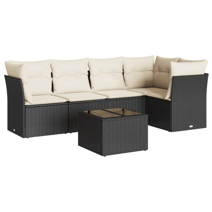 Set Divano Da Giardino 6 Pz Con Cuscini Nero In Polyrattan