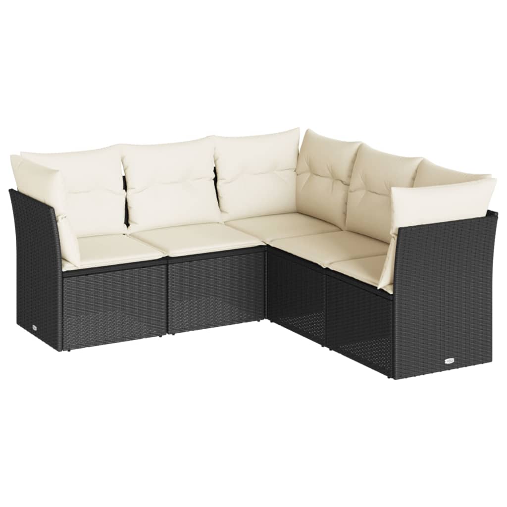 Set Divani Da Giardino 5 Pz Con Cuscini In Polyrattan Nero