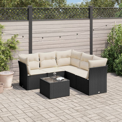 Set Divano Da Giardino 6 Pz Con Cuscini Nero In Polyrattan