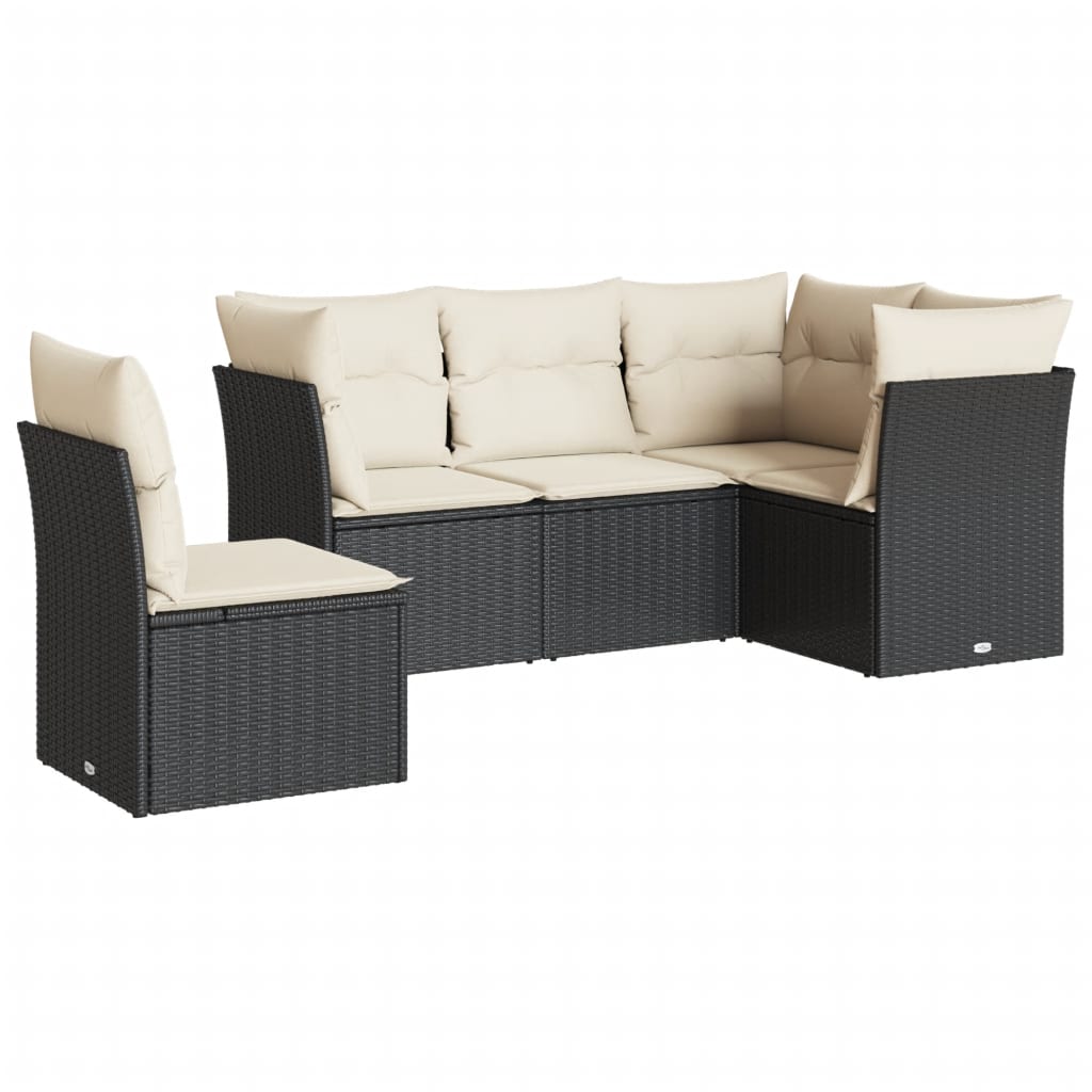 Set Divani Da Giardino 5 Pz Con Cuscini In Polyrattan Nero