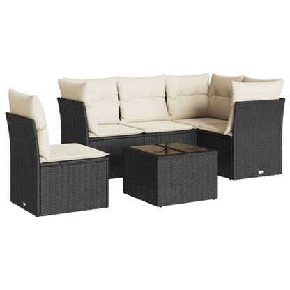 Set Divano Da Giardino 6 Pz Con Cuscini Nero In Polyrattan