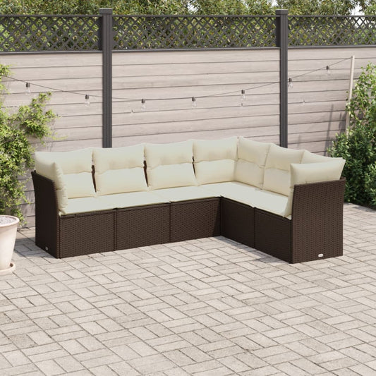 Set Divano Da Giardino 6 Pz Con Cuscini Marrone In Polyrattan