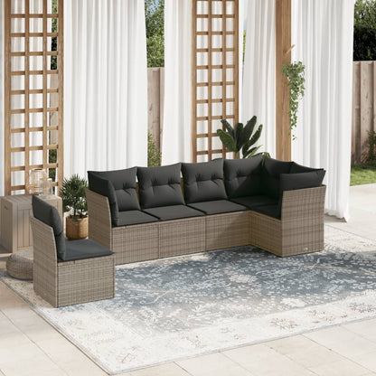 Set Divano Da Giardino 6 Pz Con Cuscini Grigio In Polyrattan