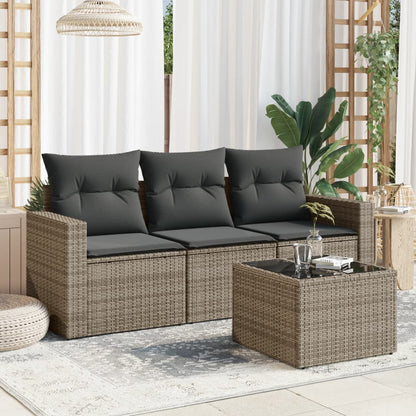 Set Divani Da Giardino 4 Pz Con Cuscini In Polyrattan Grigio