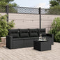 Set Divani Da Giardino 5 Pz Con Cuscini In Polyrattan Nero