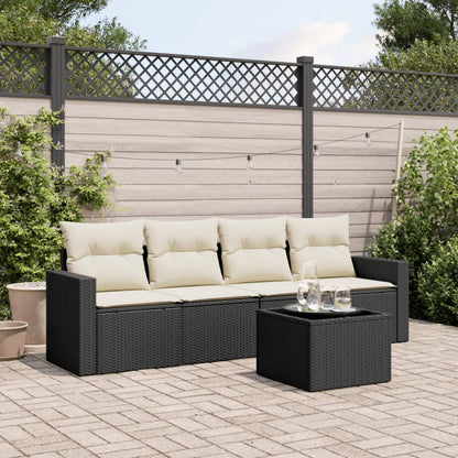 Set Divani Da Giardino 5 Pz Con Cuscini In Polyrattan Nero