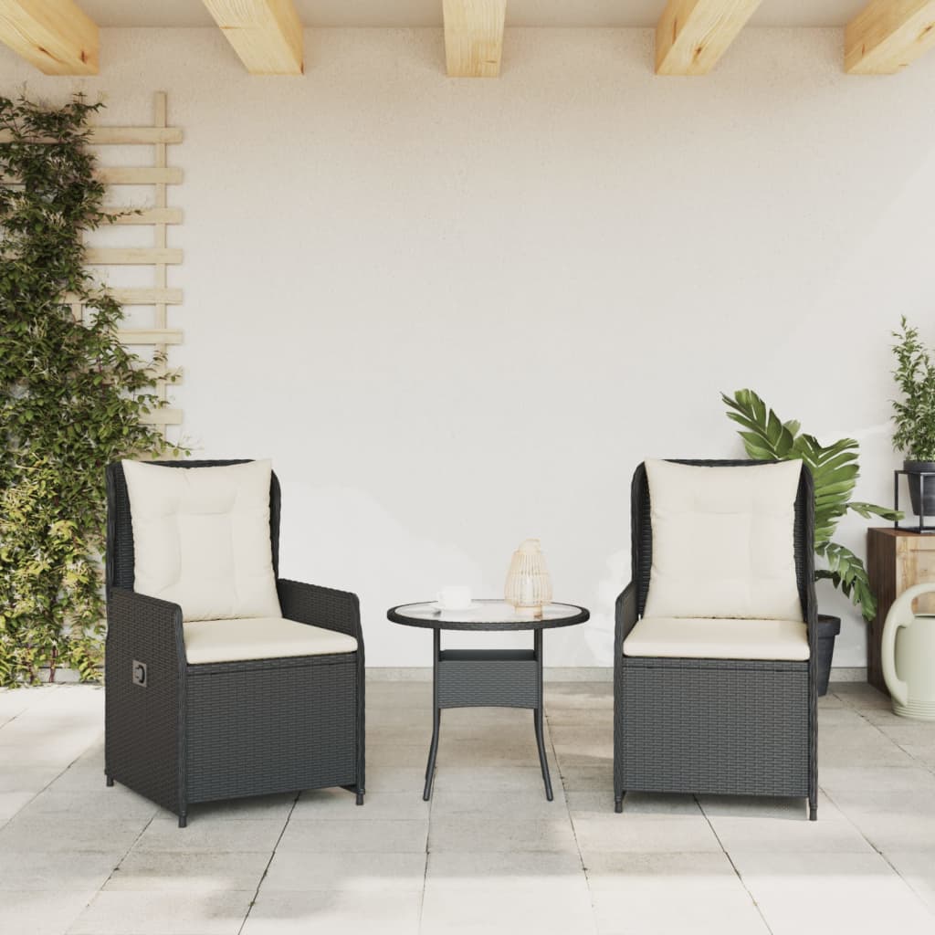 Sedie Da Giardino Reclinabili 2 Pz Nere In Polyrattan