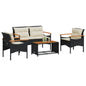 Set Divani Da Giardino 4 Pz Con Cuscini Nero In Polyrattan