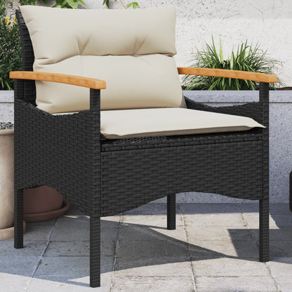 Set Divani Da Giardino 3 Pz Con Cuscini In Polyrattan Nero