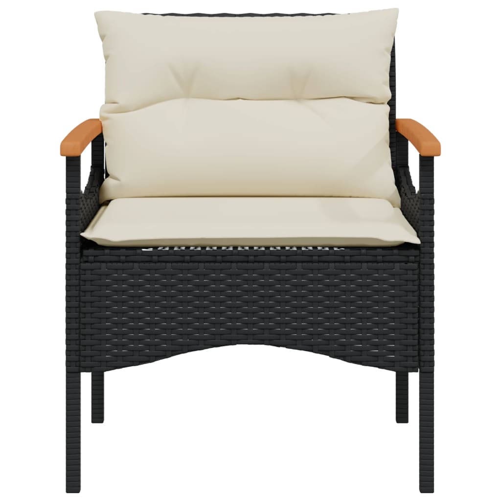 Set Divani Da Giardino 3 Pz Con Cuscini In Polyrattan Nero