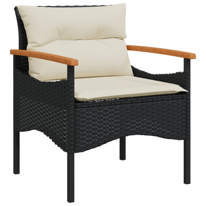 Set Divani Da Giardino 3 Pz Con Cuscini In Polyrattan Nero