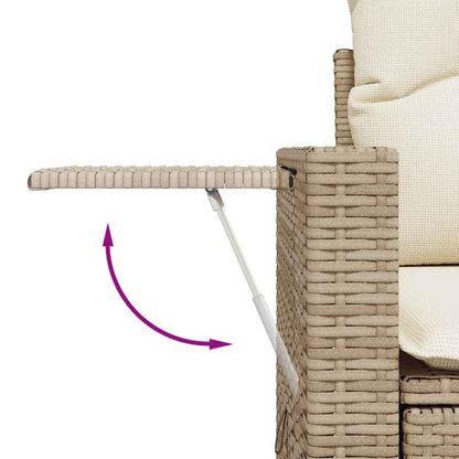 Set Divano Da Giardino 3 Pz Con Cuscini Beige In Polyrattan