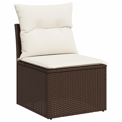 Set Divano Da Giardino 3 Pz Con Cuscini Marrone In Polyrattan