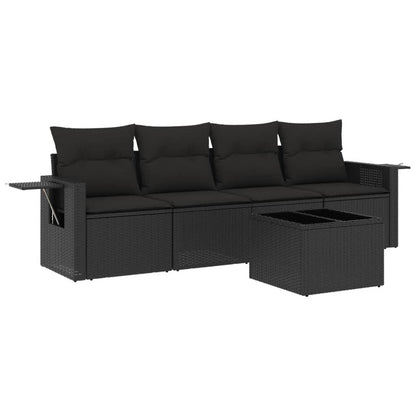 Set Divani Da Giardino 5 Pz Con Cuscini In Polyrattan Nero