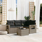 Set Divano Da Giardino 5 Pz Con Cuscini Grigio In Polyrattan