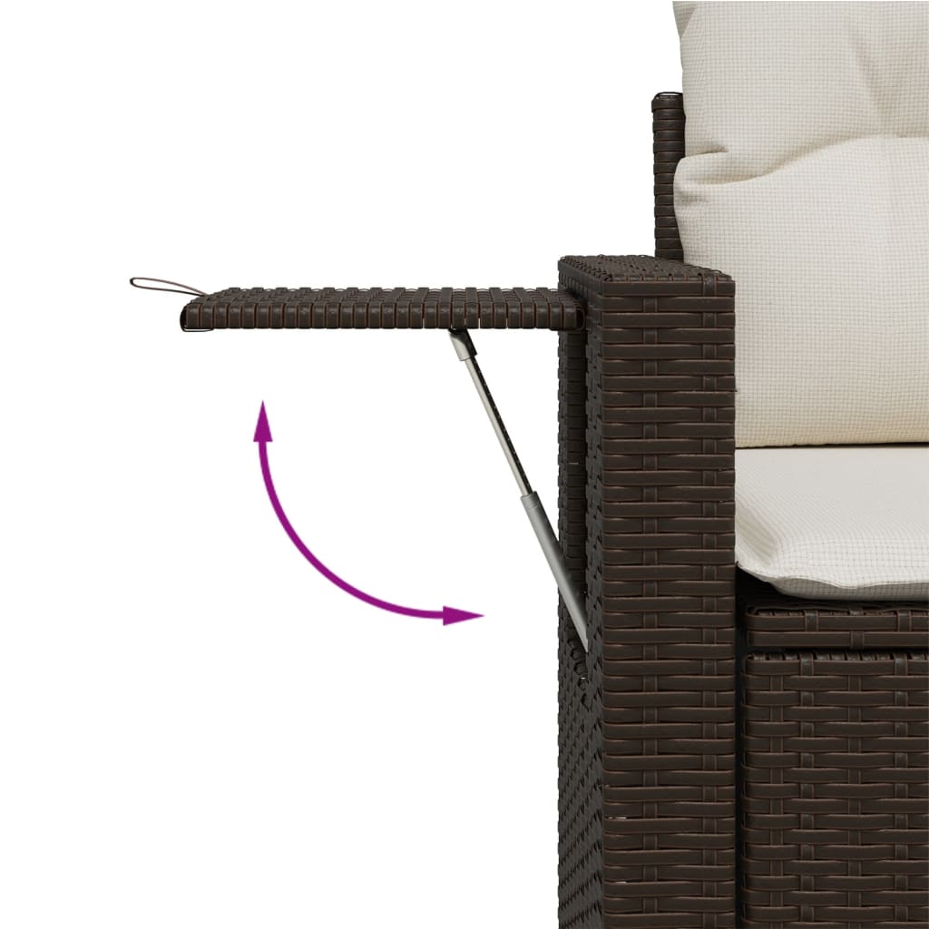 Set Divano Da Giardino 5 Pz Con Cuscini Marrone In Polyrattan