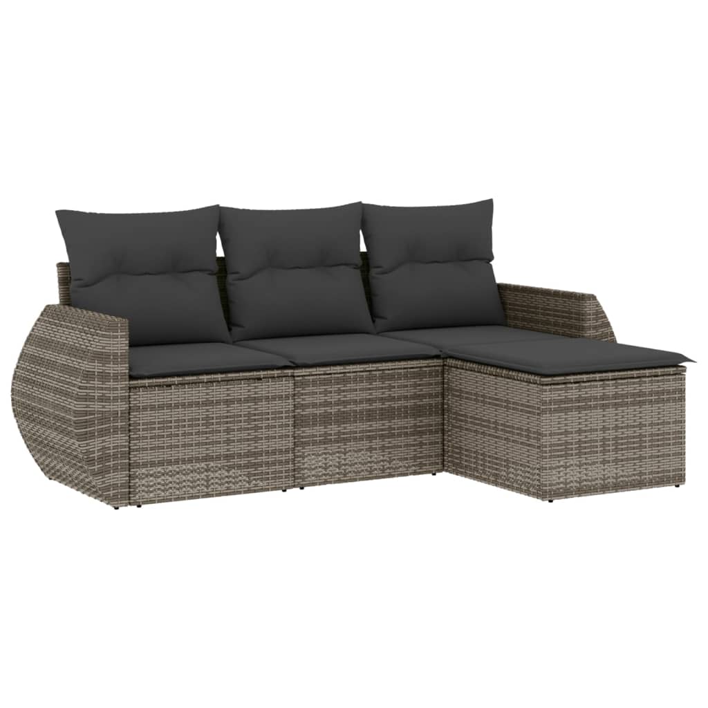 Set Divani Da Giardino 4 Pz Con Cuscini In Polyrattan Grigio