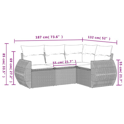 Set Divani Da Giardino 4 Pz Con Cuscini Nero In Polyrattan