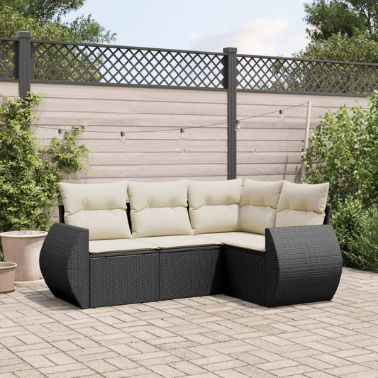 Set Divani Da Giardino 4 Pz Con Cuscini Nero In Polyrattan