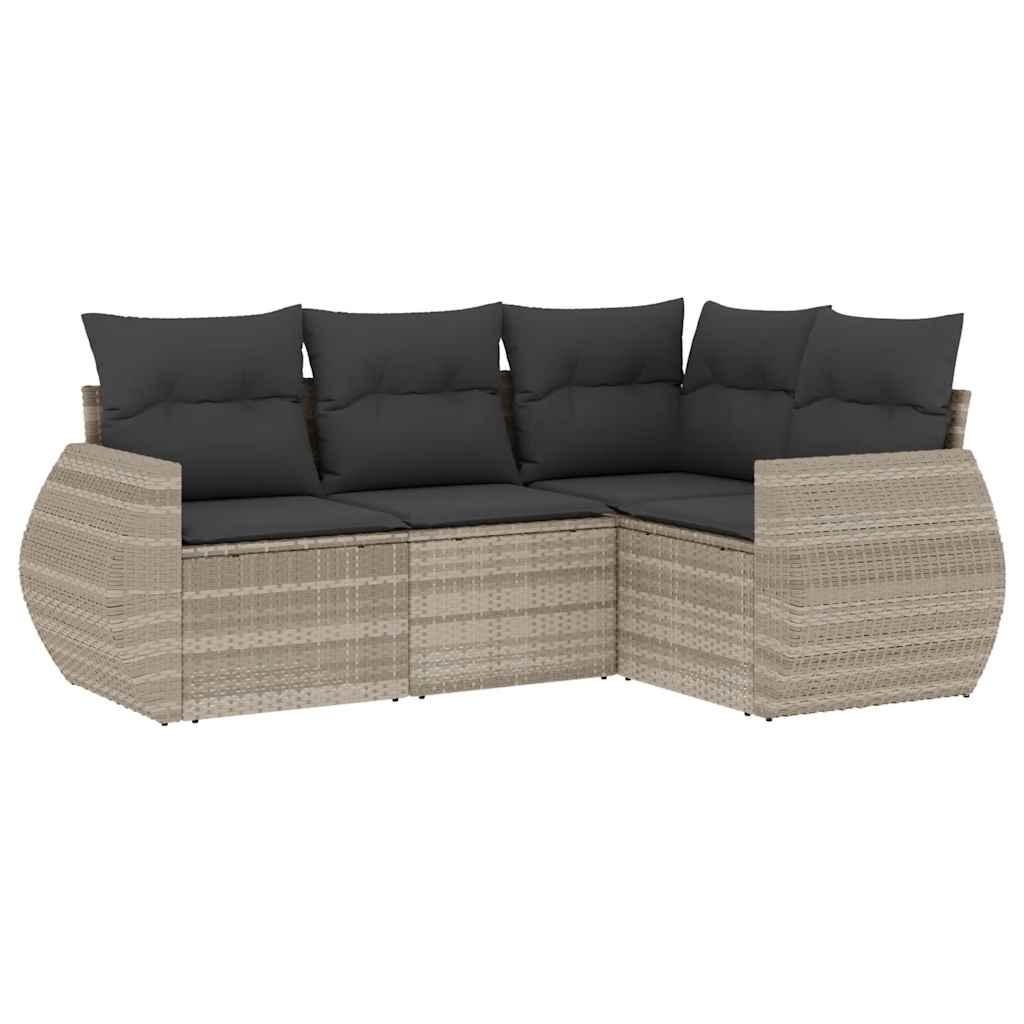 Set Divano Da Giardino 4pz Con Cuscini Grigio Chiaro Polyrattan