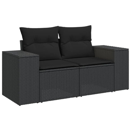 Set Divani Da Giardino 3 Pz Con Cuscini In Polyrattan Nero