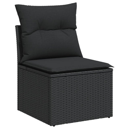 Set Divani Da Giardino 3 Pz Con Cuscini In Polyrattan Nero