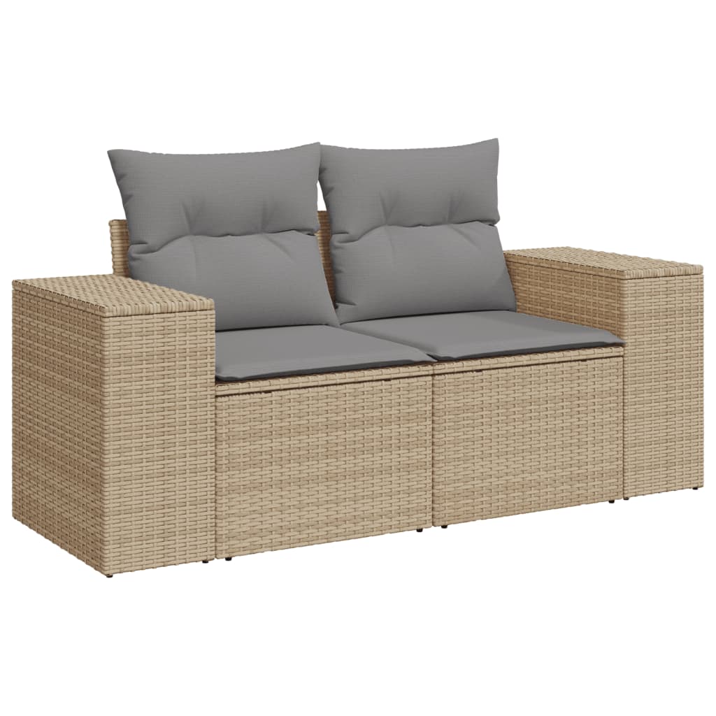 Set Divano Da Giardino 3 Pz Con Cuscini Beige In Polyrattan