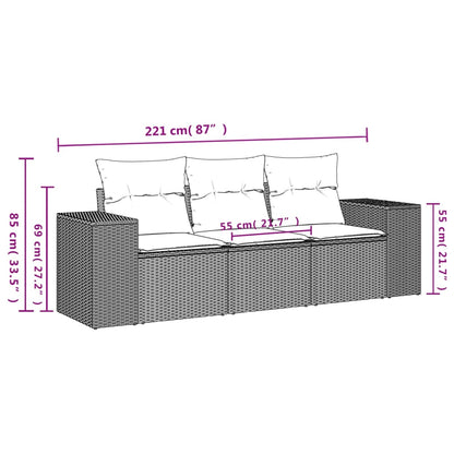 Set Divano Da Giardino 3 Pz Con Cuscini Beige In Polyrattan