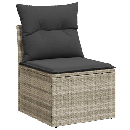 Set Divano Da Giardino 3pz Con Cuscini Grigio Chiaro Polyrattan