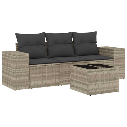 Set Divano Da Giardino 4pz Con Cuscini Grigio Chiaro Polyrattan