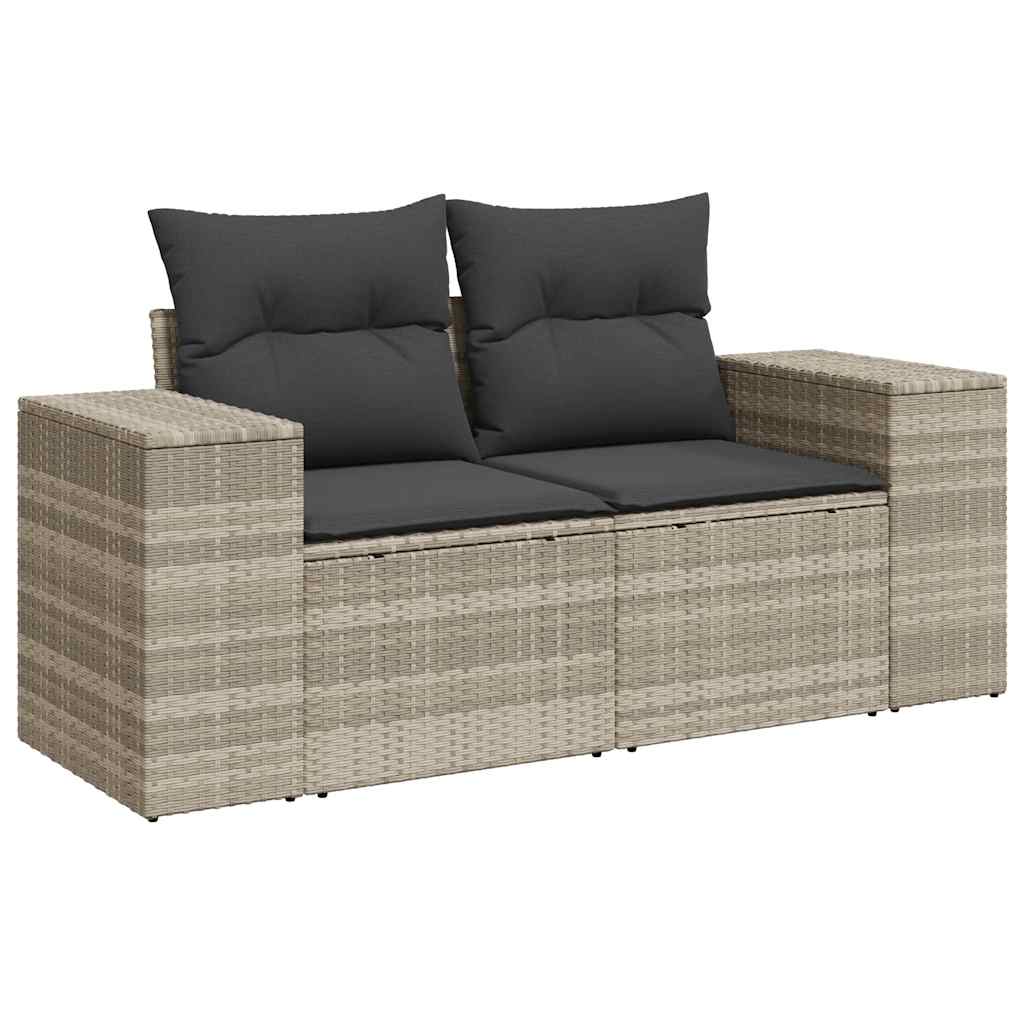 Set Divano Da Giardino 5pz Con Cuscini Grigio Chiaro Polyrattan