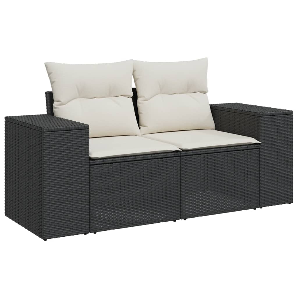 Set Divani Da Giardino 5 Pz Con Cuscini In Polyrattan Nero