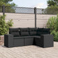 Set Divani Da Giardino 4 Pz Con Cuscini Nero In Polyrattan